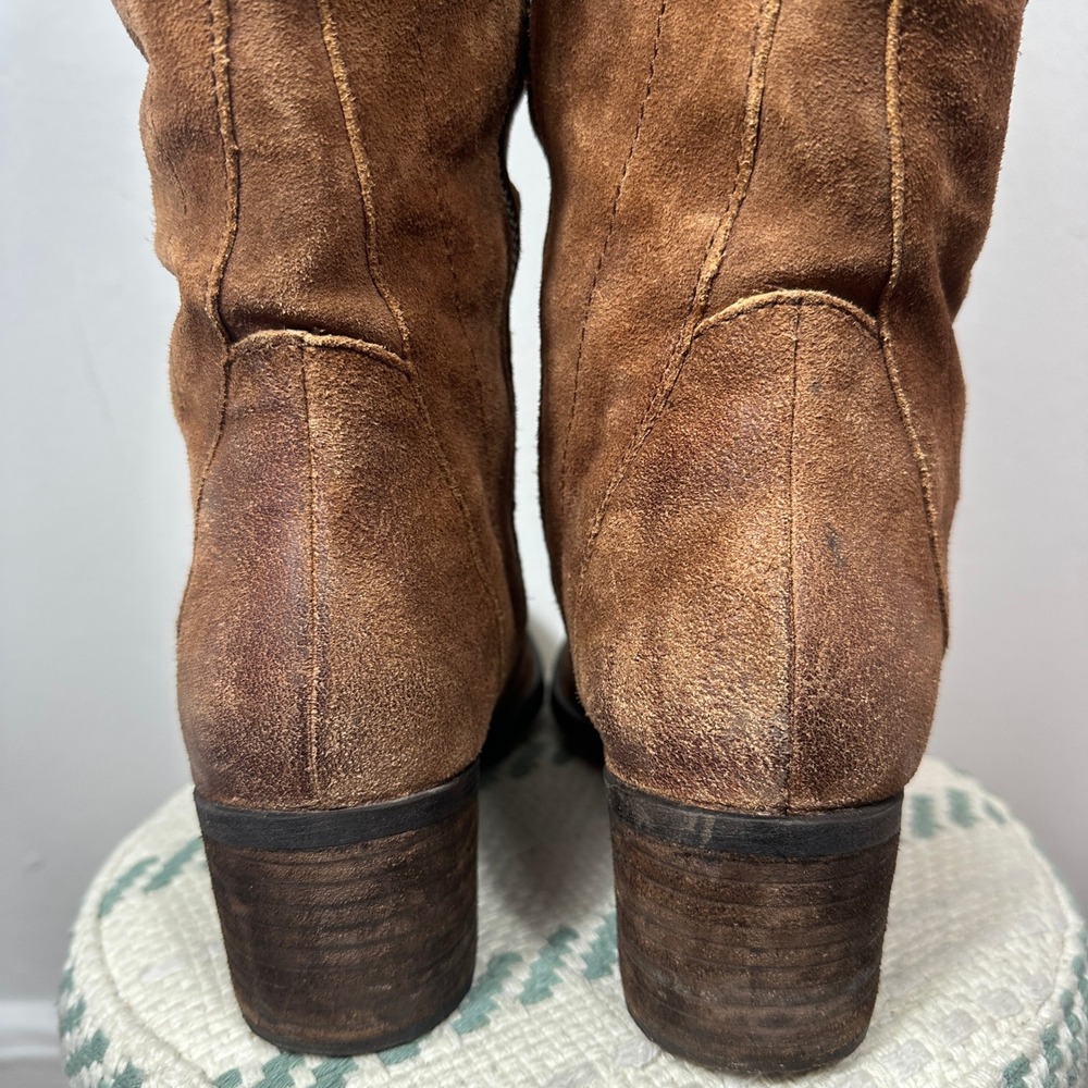 Born Felicia Leather Knee High Boots Brown Distressed Suede Lace Back Women 9.5 - Picture 5 of 16